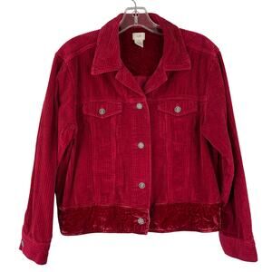 J. Jill Red Corduroy Velvety Jacket Women's Small Petite Retro Western Y2K